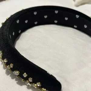 Lele Sadoughi Mixed Shape Crystal Padded Headband Lele Sadoughi Headband, Pick Jet or Off White w/Mixed Gold  main image 4